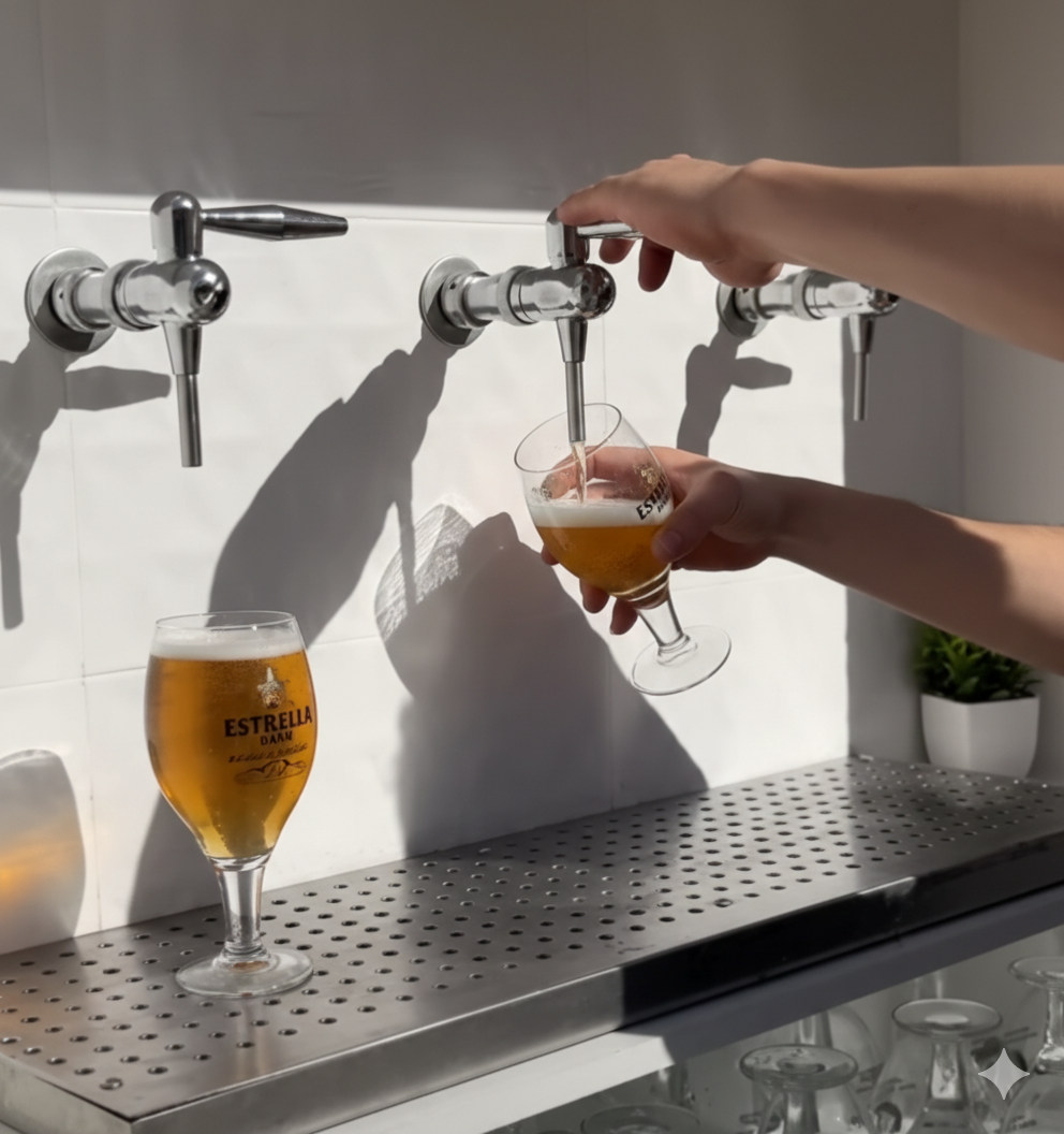 Convidats servint-se cervesa des de la beertruck La Tiradora